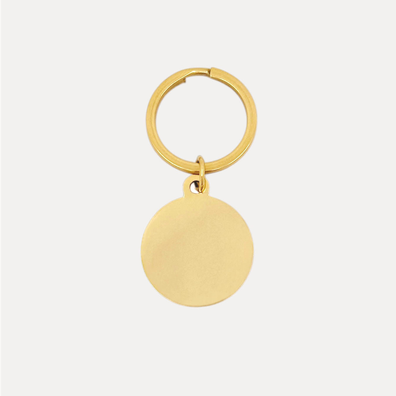 Pet Portrait Circle Keychain - Gold
