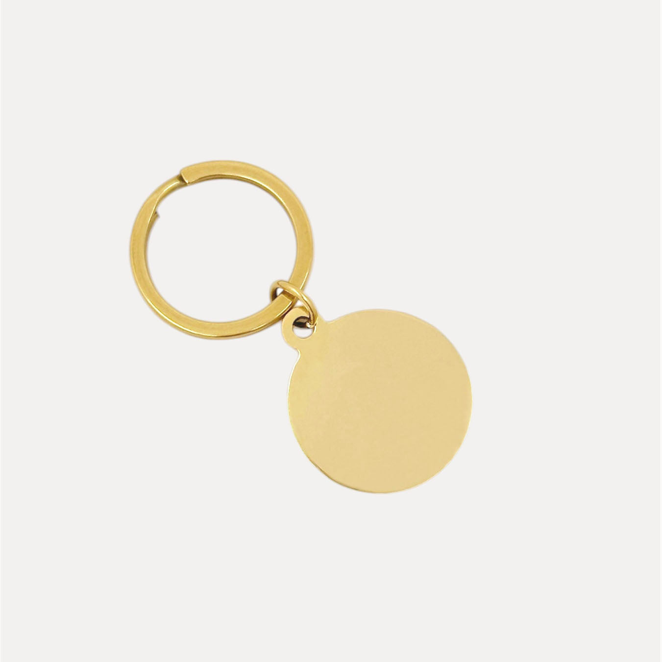 Pet Portrait Circle Keychain - Gold
