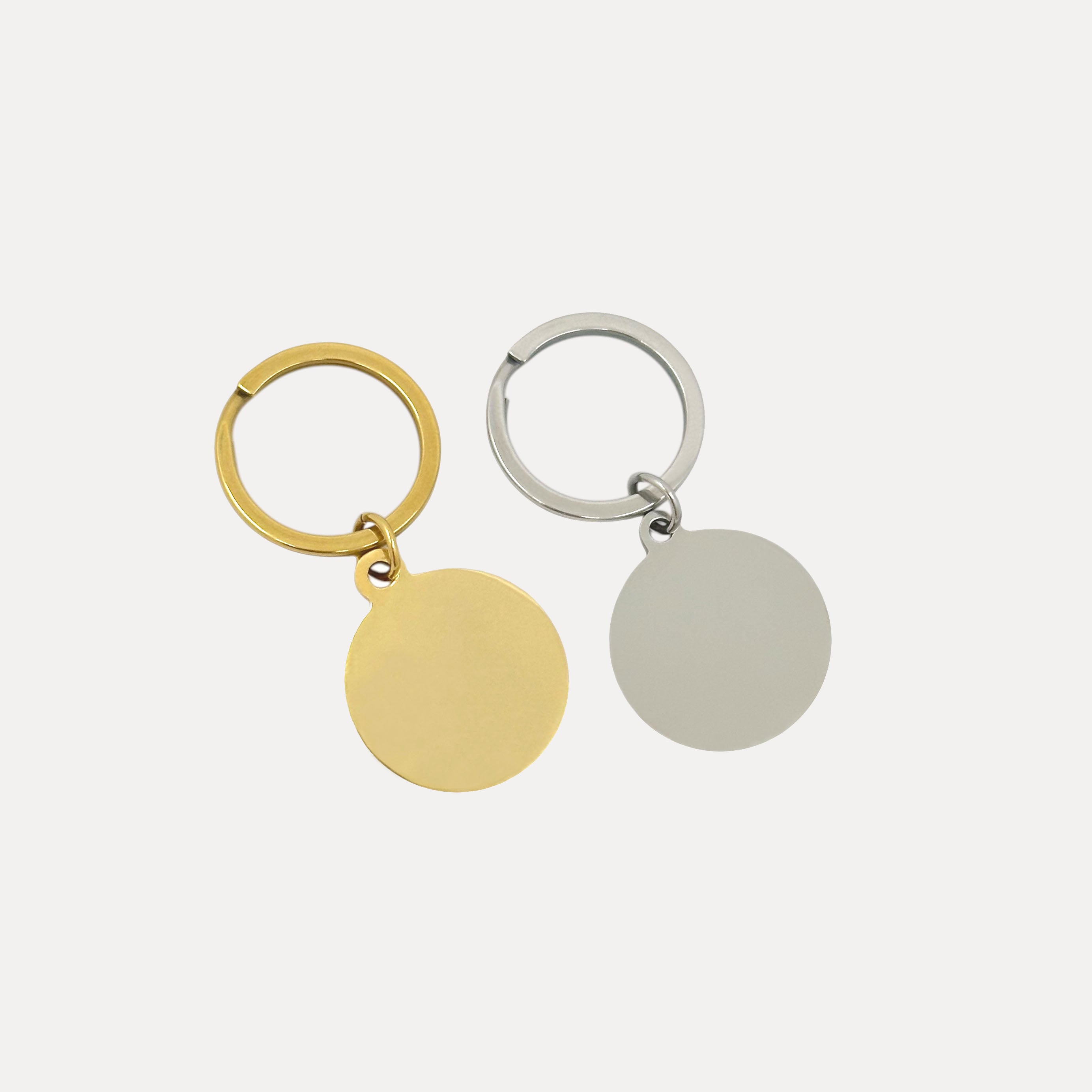 Pet Portrait Circle Keychain - Gold