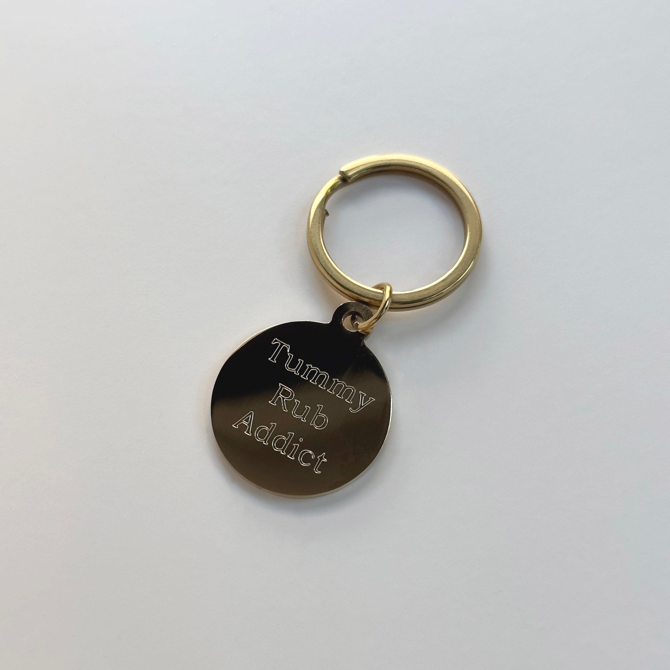 Pet Portrait Circle Keychain - Gold