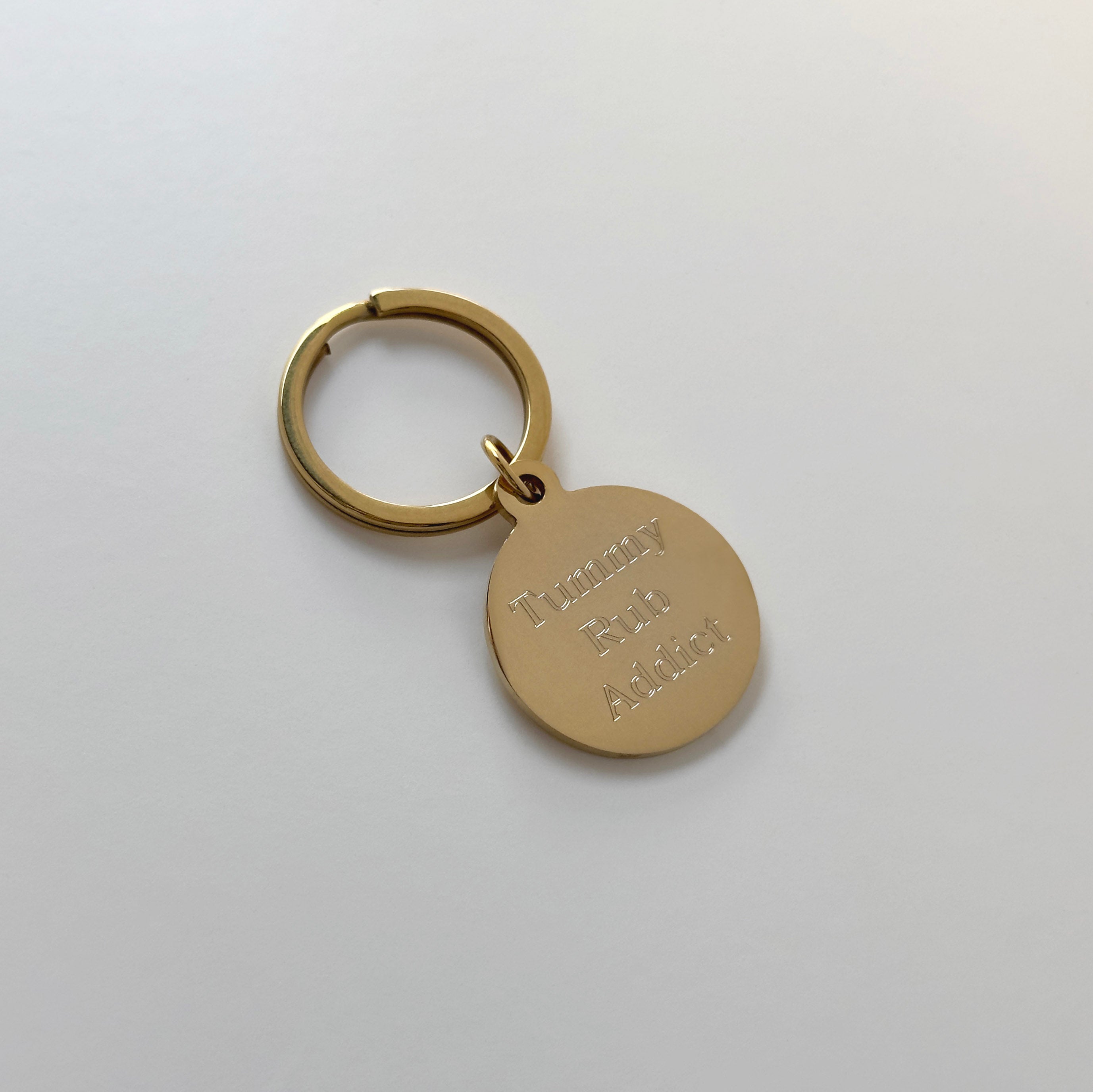 Pet Portrait Circle Keychain - Gold