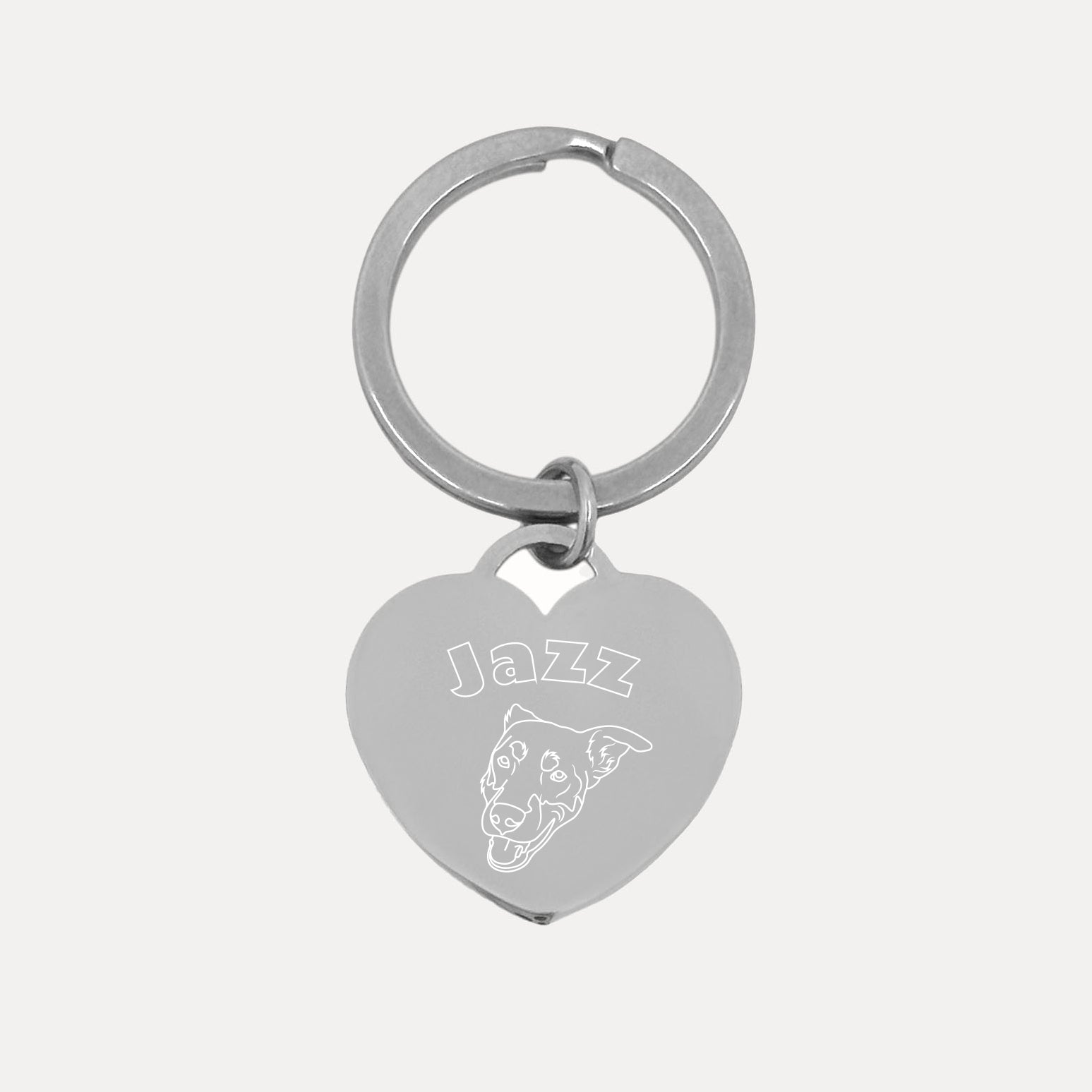 Pet Portrait Heart Keychain - Silver