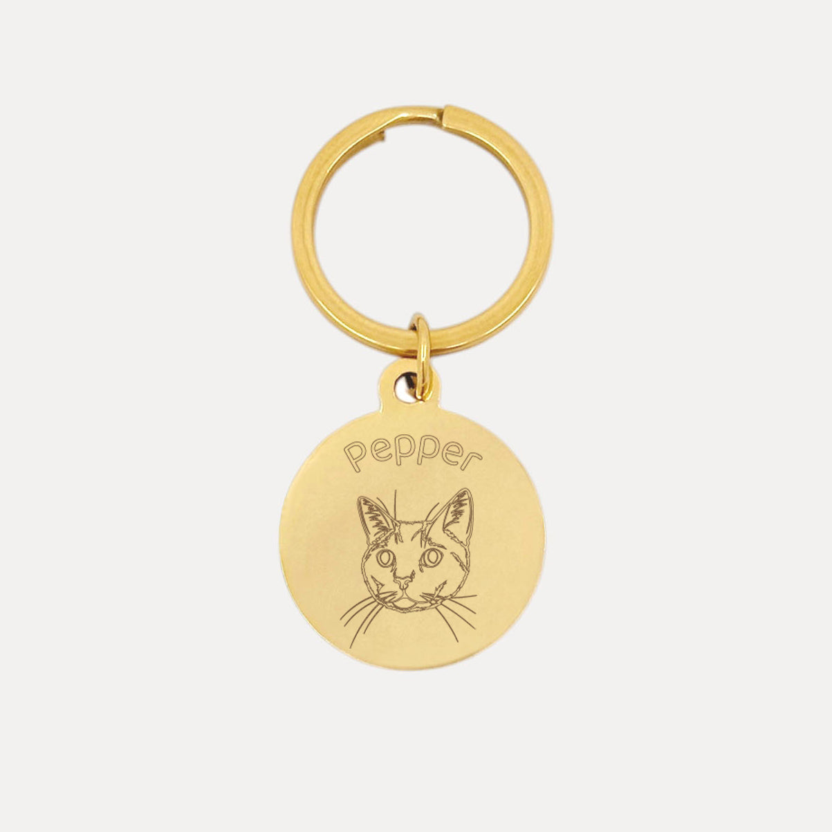 Pet Portrait Circle Keychain - Gold