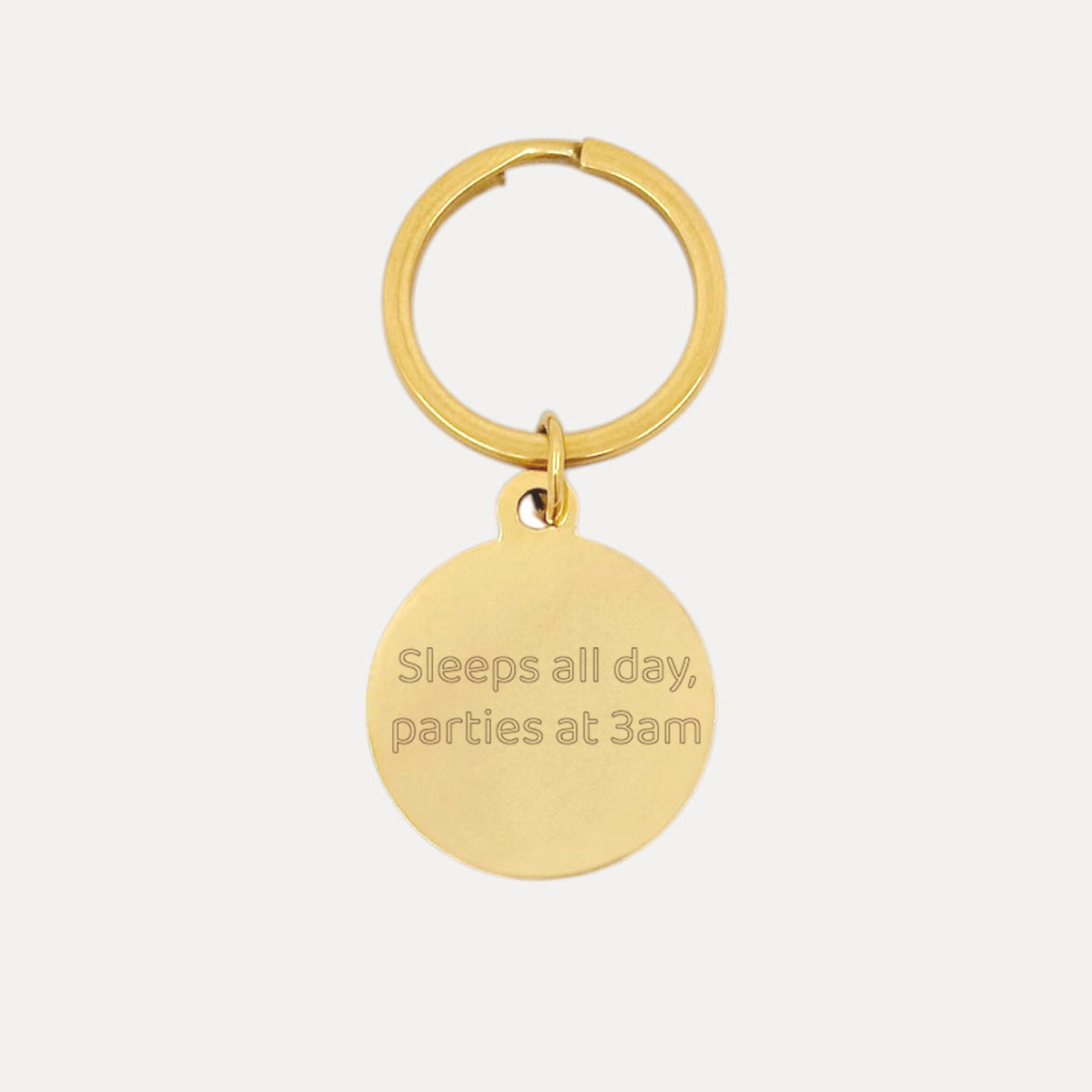 Pet Portrait Circle Keychain - Gold