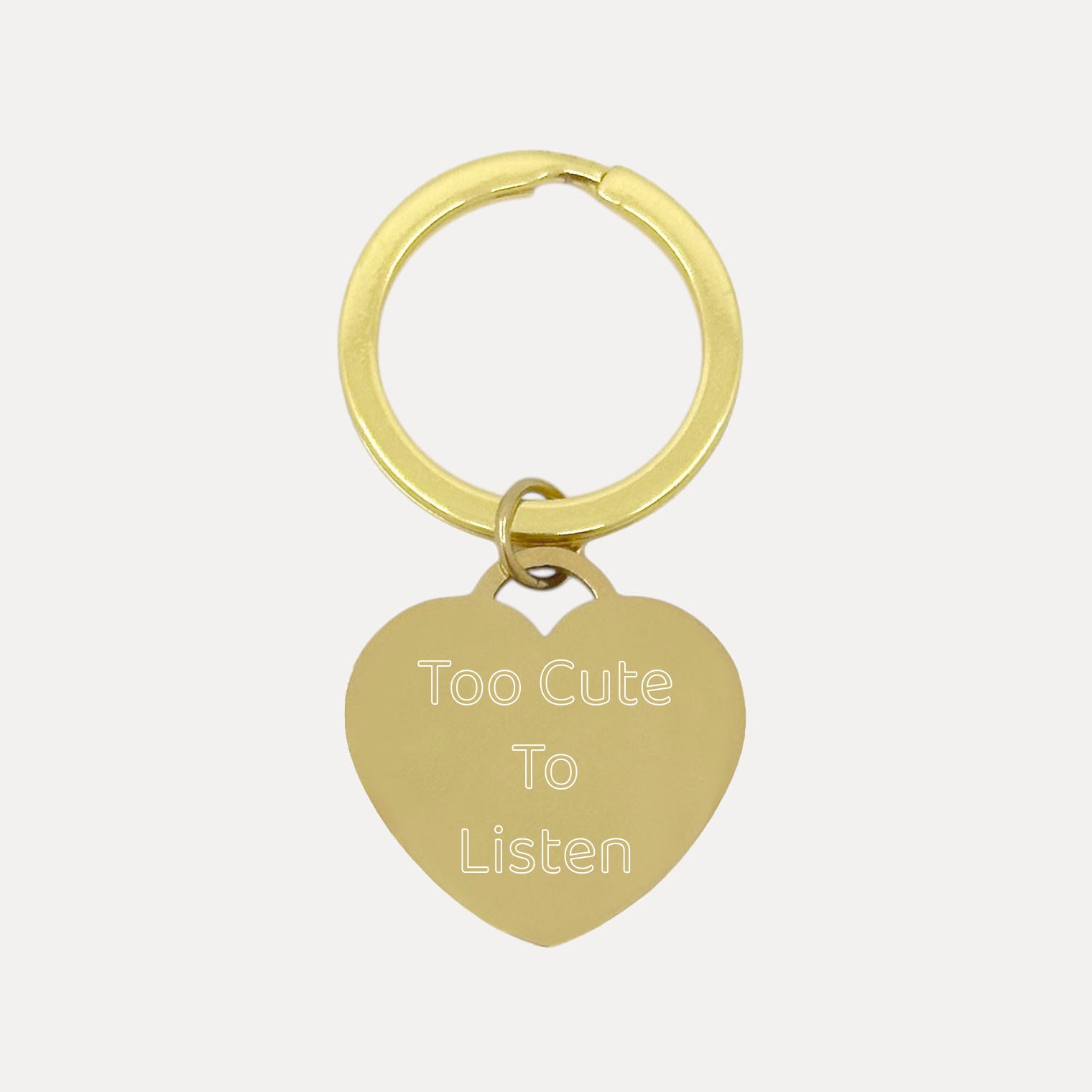Pet Portrait Heart Keychain - Gold