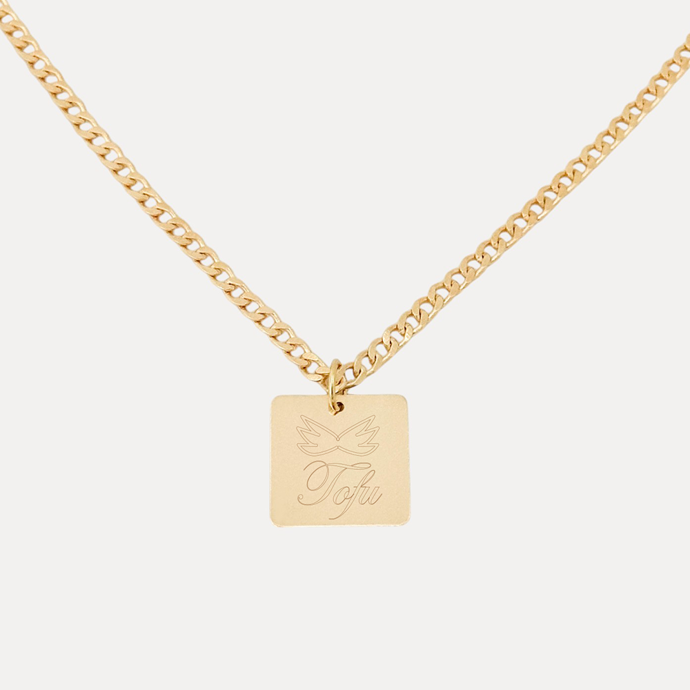 Angel Wings Name Necklace - Square