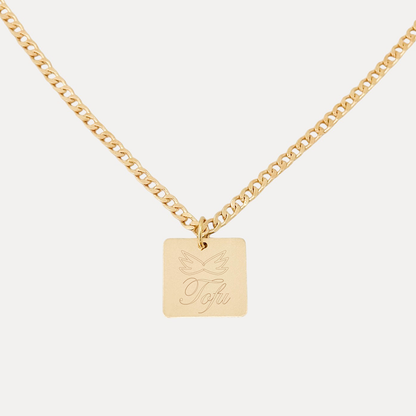 Angel Wings Name Necklace - Square