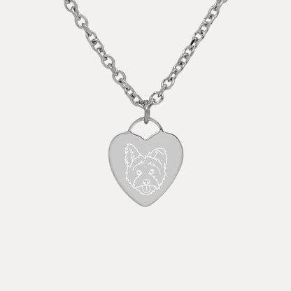 Custom Pet Portrait Heart Necklace