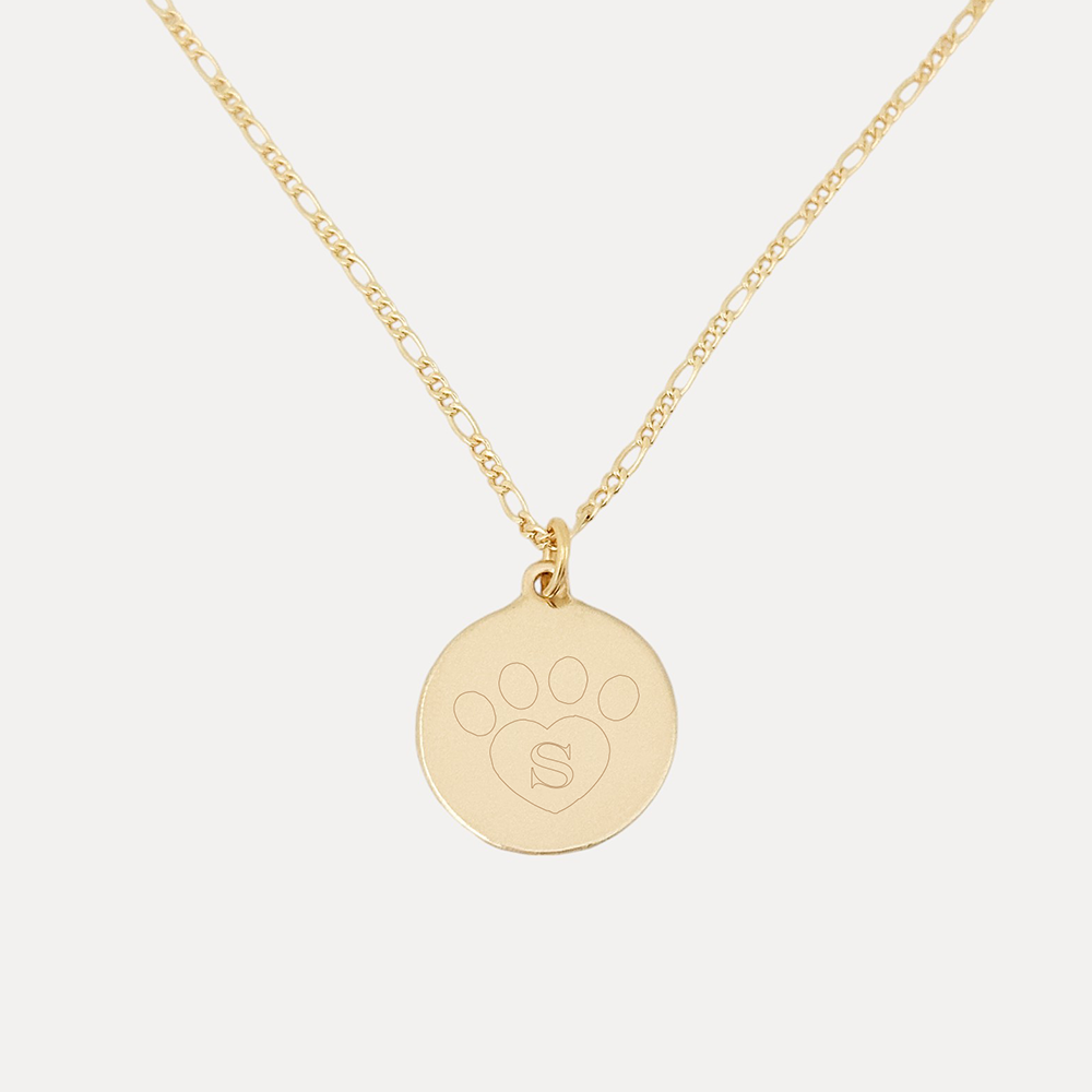 Paw Print Letter Necklace - Small