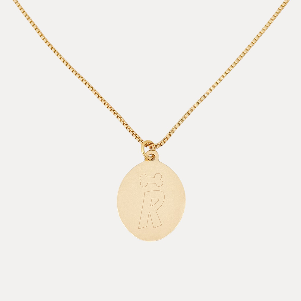 Y2K Initial Oval Pendant Necklace