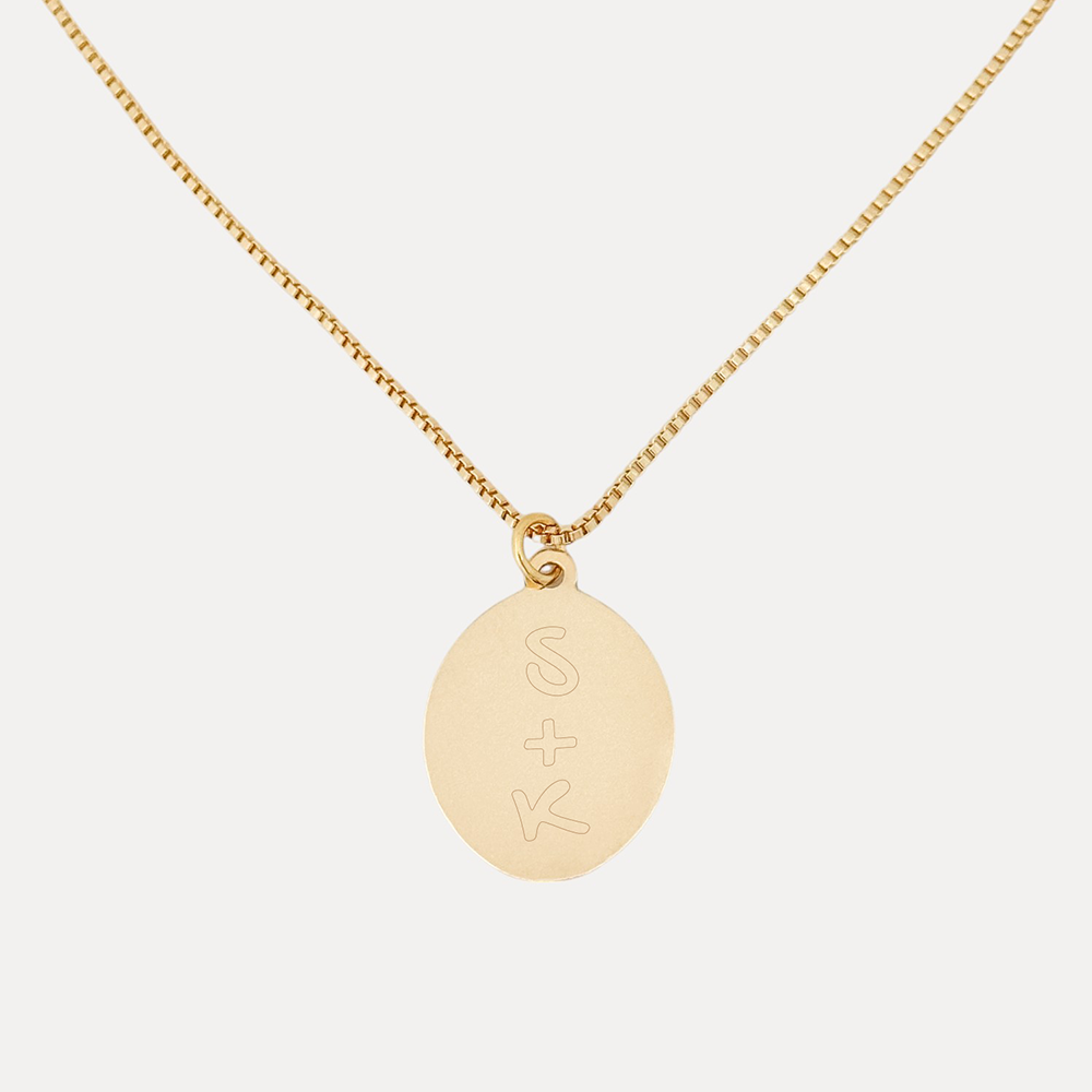 Y2K Initial Oval Pendant Necklace